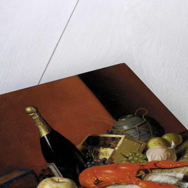 Still Life with Lobster, Fruit, Champagne and Newspaper, 1882 by William Michael Harnett