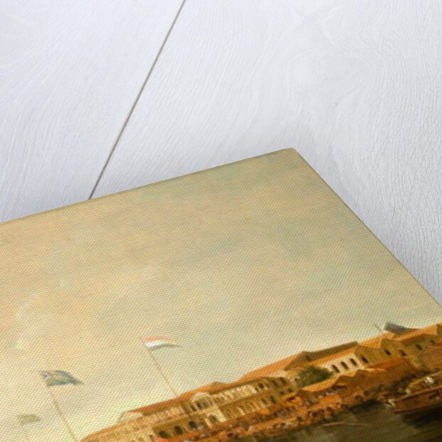 The Hongs at Canton from the south east, with a regatta on the Pearl river by Thomas Daniell