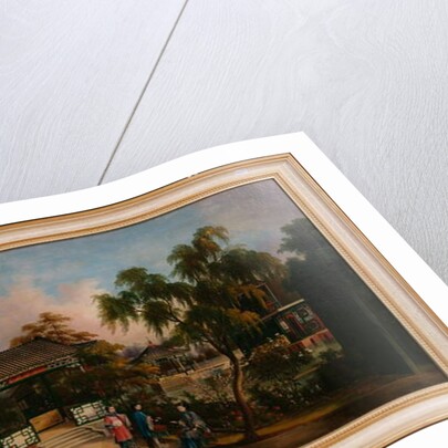 View of Howqua's Garden in Canton with Ladies by a Pavillion, c.1850 by School Chinese