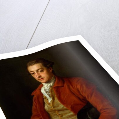 Portrait of the Hon. Lionel Damer, half length in Red Coat with Grey Vest and White Cravat, holding a Paper and Quill Pen by Pompeo Girolamo Batoni