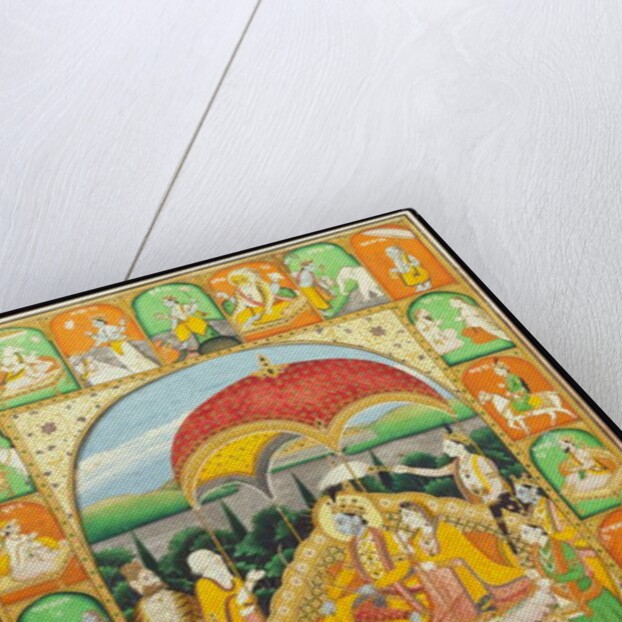 Rama and Sita Enthroned, worshipped by Shiva, Hanuman and others, 1800-20 by Indian School