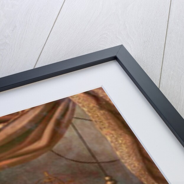 A Guitar, a Cello, Lutes, a Musical Score and other Books, a Gilt Ewer and an Armillary Sphere on a Draped Table, a Column Beyond and a Curtain Above by Evaristo Baschenis