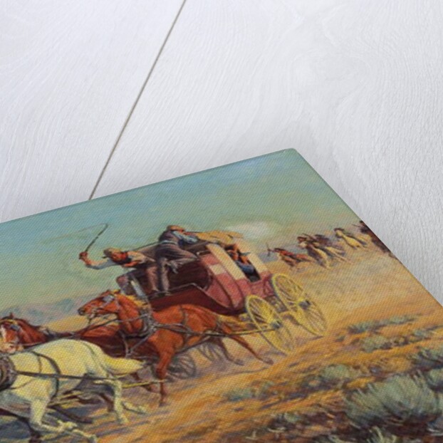 Stagecoach Pursued by Mounted Indians, 1912 by Richard Lorenz