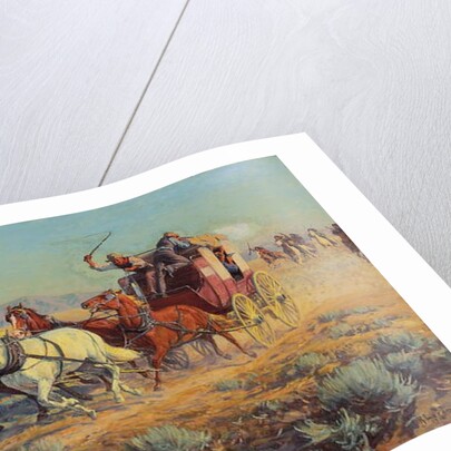 Stagecoach Pursued by Mounted Indians, 1912 by Richard Lorenz