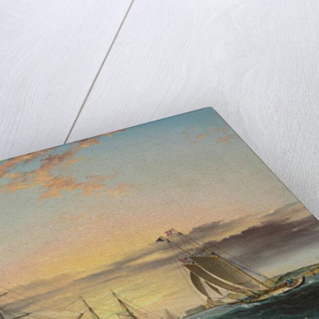 The U.S.S. Ohio Under Tow in the Lower Bay, New York with a View of Fort Hamilton by James E. Buttersworth