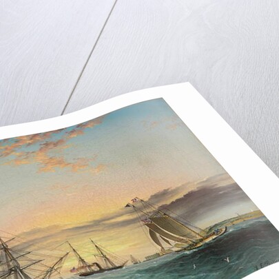 The U.S.S. Ohio Under Tow in the Lower Bay, New York with a View of Fort Hamilton by James E. Buttersworth