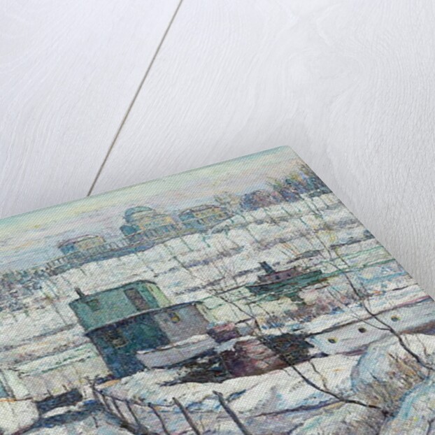 Boathouse, Winter, Harlem River, 1918 by Ernest Lawson