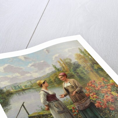 Two Women in a Landscape by Daniel Ridgway Knight