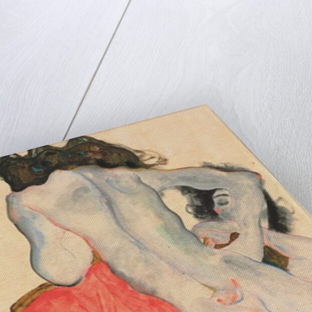 Woman with Red Pants and Standing Female Nude; Liegende Frau mit roter Hose und stehender weiblicher Akt, 1912 by Egon Schiele