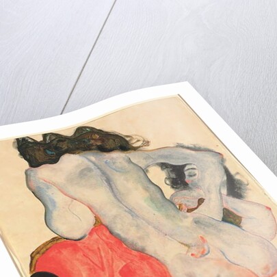 Woman with Red Pants and Standing Female Nude; Liegende Frau mit roter Hose und stehender weiblicher Akt, 1912 by Egon Schiele