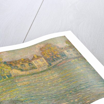 Houses by the River at Sunset, Moret; Maisons sur la riviere au soleil couchant, Moret, 1918 by Henri Eugene Augustin Le Sidaner