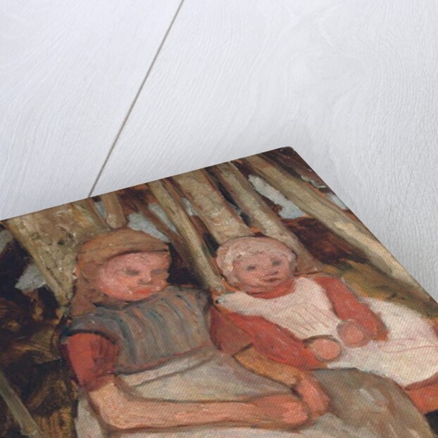 Two Seated Girls Before Birch Trunks; Zwei sitzende Madchen vor Birkenstammen, 1904 by Paula Modersohn-Becker