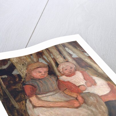 Two Seated Girls Before Birch Trunks; Zwei sitzende Madchen vor Birkenstammen, 1904 by Paula Modersohn-Becker