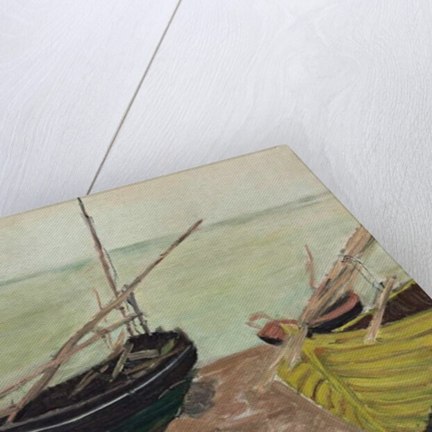 Study of Boats at Etretat Beach by Claude Monet