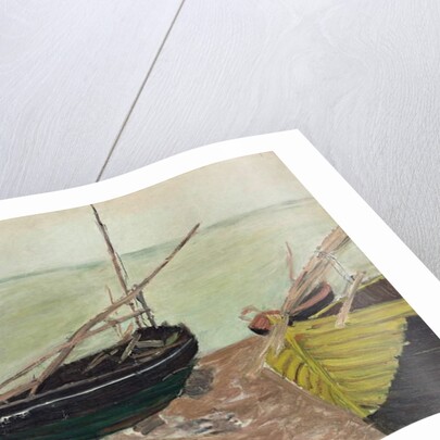 Study of Boats at Etretat Beach by Claude Monet