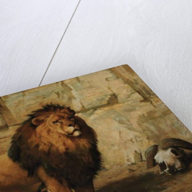 A Lion Guarding his Den, 1886 by George Goodwin Jnr Kilburne