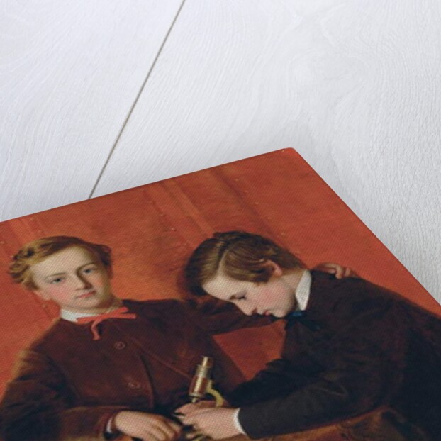 The Young Microscopists: Portrait of Frank, Harry and Arthur Izod Richards, Aged 10, 8 and 5, Playing with a Microscope by John Edgar Williams