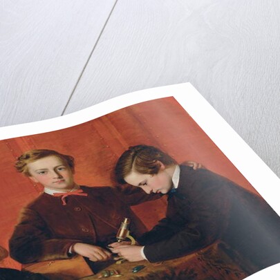 The Young Microscopists: Portrait of Frank, Harry and Arthur Izod Richards, Aged 10, 8 and 5, Playing with a Microscope by John Edgar Williams