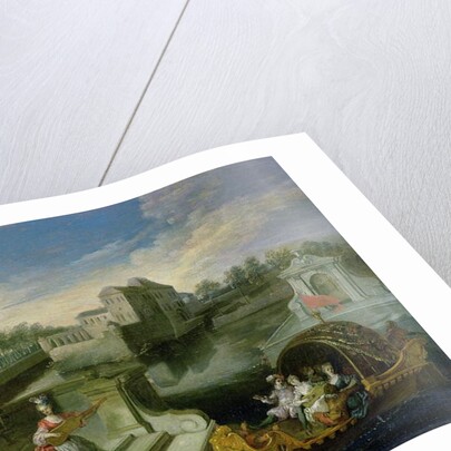 The Spring: Fete Champetre in a Water Garden with Figures in a Boat by Jean Antoine Watteau