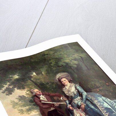 A lady and gentleman in a landscape by Benjamin Wilson