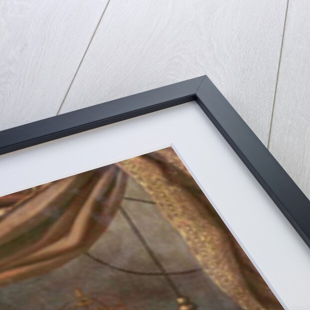 A guitar, a cello, lutes, a musical score and other books and an armillary globe on a draped table by Evaristo Baschenis