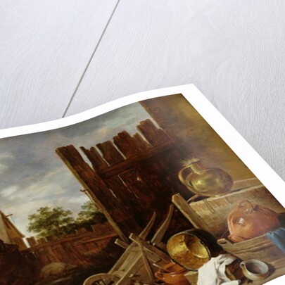 A cat tended by an old woman by David the Younger Teniers