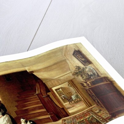 An Interior with a Girl Playing with Cats by Robert Collinson