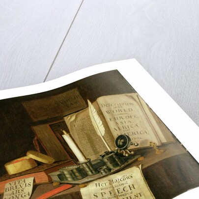 A Trompe L'Oeil With A Pewter Ink Stand, Books And Papers, 1702 by Edwaert Colyer or Collier