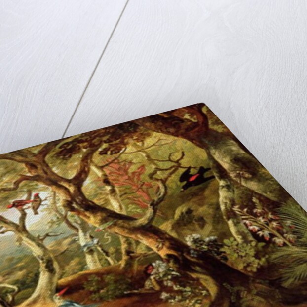 Exotic Birds and Insects Among Trees and Foliage in a Mountainous River Landscape by Philip Reinagle