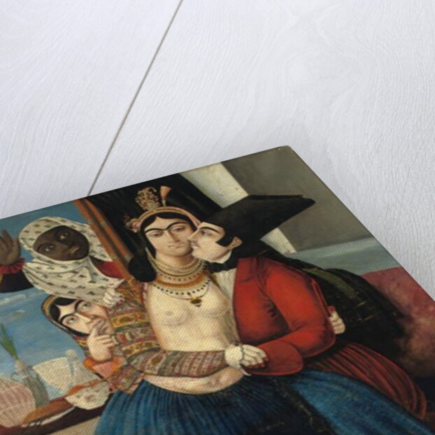 An amorous couple, late 19th century by Abu'l Hassan Ghaffari