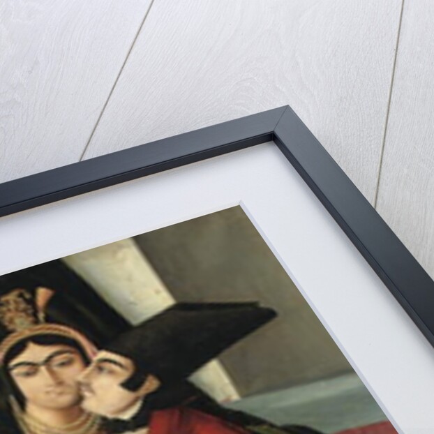 An amorous couple, late 19th century by Abu'l Hassan Ghaffari