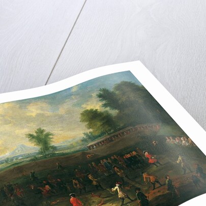 A fox-tossing match with elegant company spectating by German School