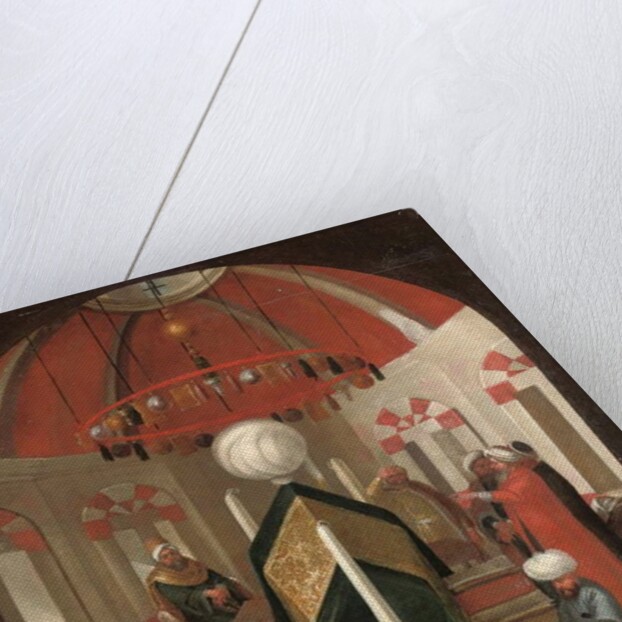 A Turkish mausoleum with figures at the tomb of a sultan by Jean Baptiste Vanmour