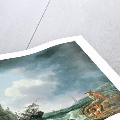 A Storm with Shipwreck by a Fortress, a Castaway in the Foreground, 1769 by Claude Joseph Vernet