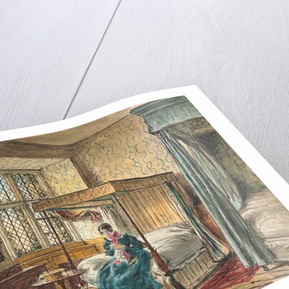 Miss Moore sewing in her bedroom, Hardwick Hall, Derbyshire by William Henry Hunt