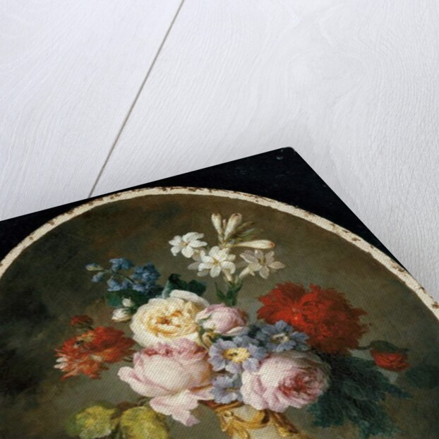 A vase of flowers and two plums on a marble tabletop, 1781 by Anne Vallayer-Coster