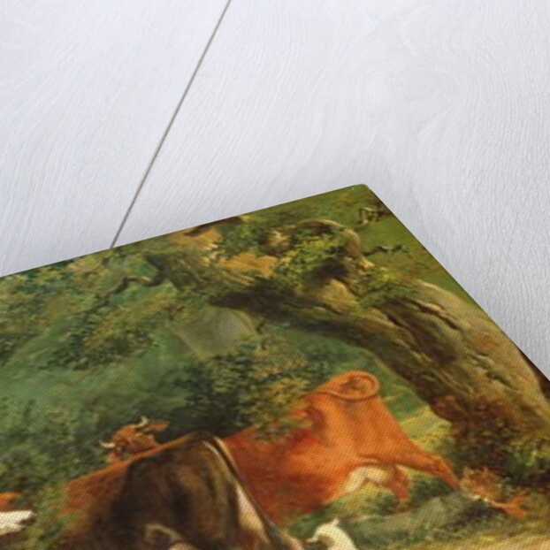 Haddon Hall with Sheep, Cattle, a Stag and a Pony by Henry Barraud