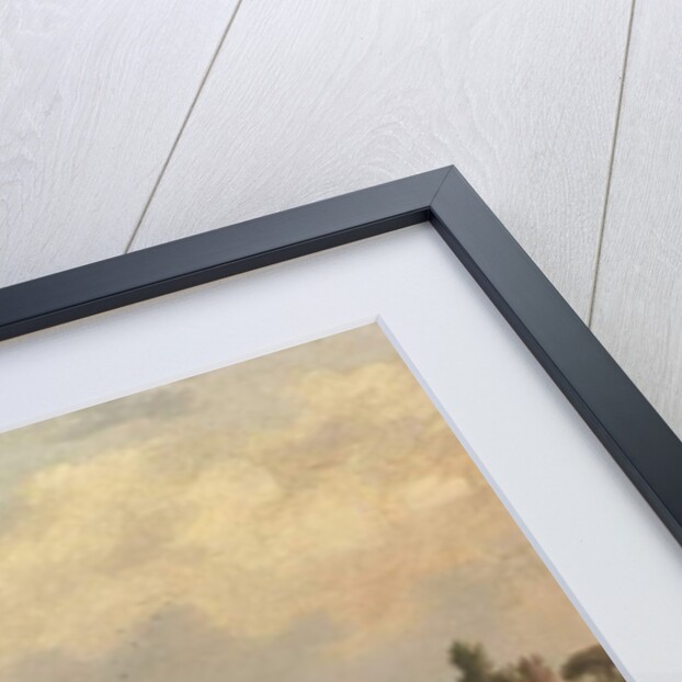 A view of Hornby Castle, Yorkshire, with an angler and cattle on the banks of the river Wenning by J. Miller