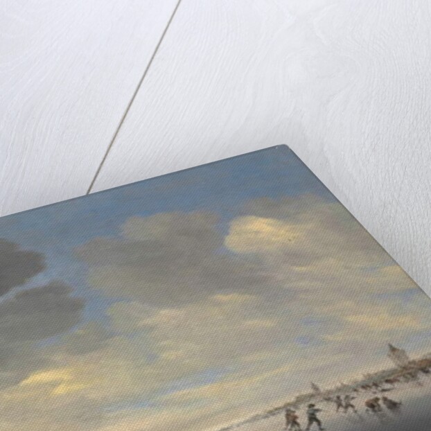 Skaters on the frozen river Lek, the town of Vianen beyond, 1653 by Salomon van Ruisdael