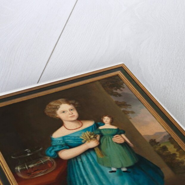 Portrait of Amy Philpot in a Blue Dress with Doll and Goldfish by Joseph Whiting Stock