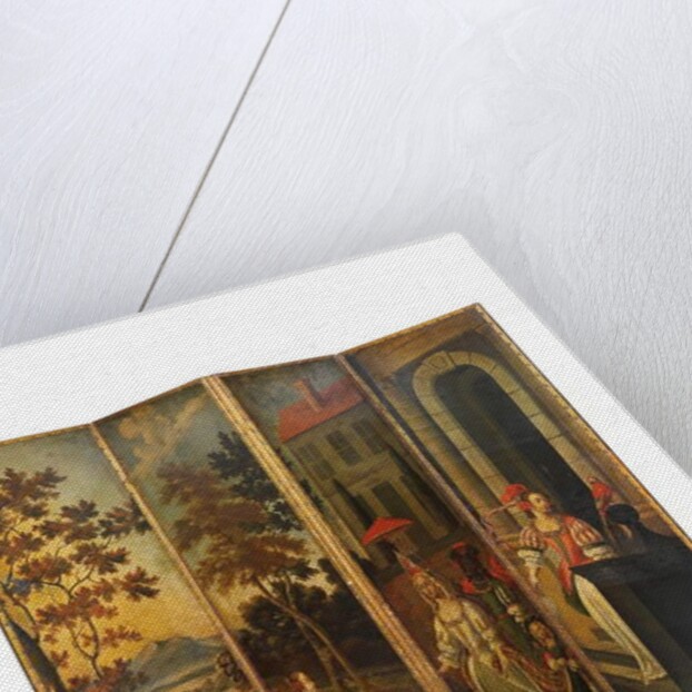 Four-fold double-sided screen, c.1700 by Anglo-Flemish School