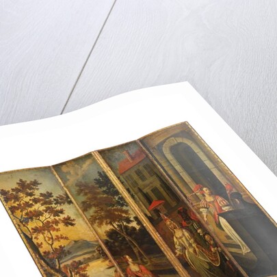 Four-fold double-sided screen, c.1700 by Anglo-Flemish School
