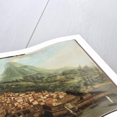A volcanic island with a harbour and shipping by & Guerra G. Canaletto