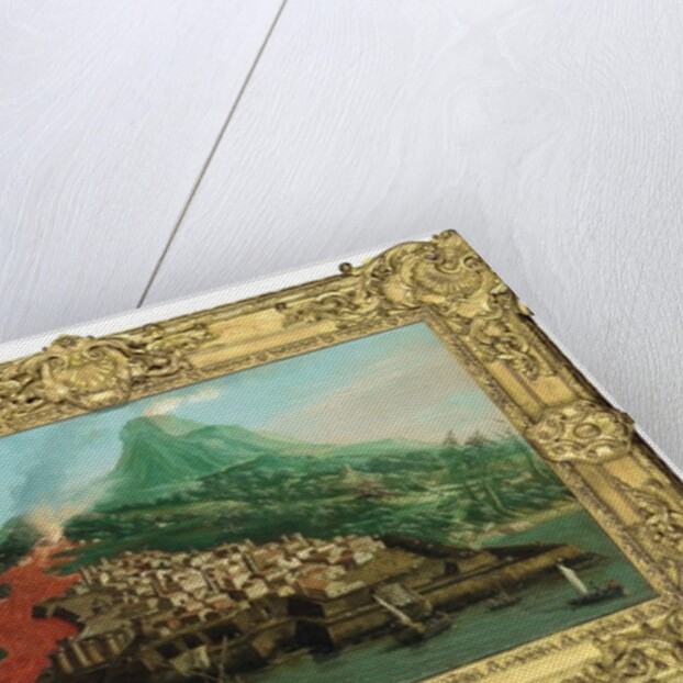 A volcanic island with a harbour and shipping by & Guerra G. Canaletto