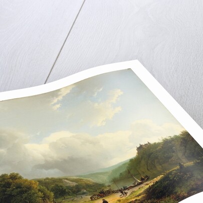 Unloading the barge in an undulating landscape, 1831 by Barend Cornelis Koekkoek