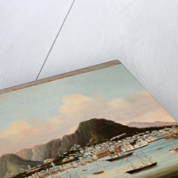A View of Victoria, Hong Kong, with the Hulk H.M.S Princess Charlotte and American, British and French Shipping, c.1862 by School Chinese