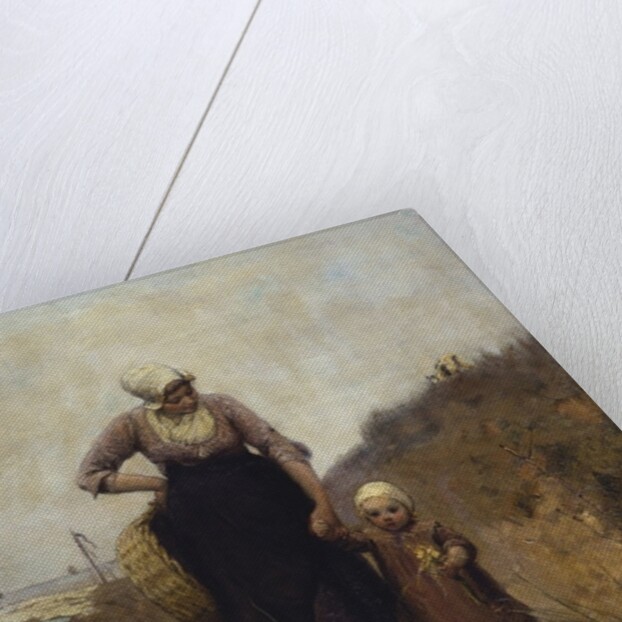 Mother and Child on a Path by the Sea by Bernardus Johannes Blommers or Bloomers