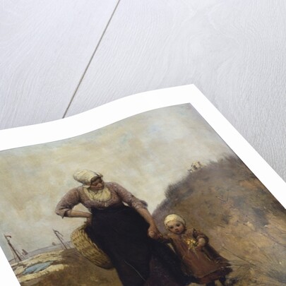 Mother and Child on a Path by the Sea by Bernardus Johannes Blommers or Bloomers