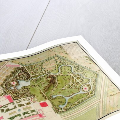 Plan des jardins français et champêtre du Petit-Trianon avec les masses du bâtiment by Richard Mique
