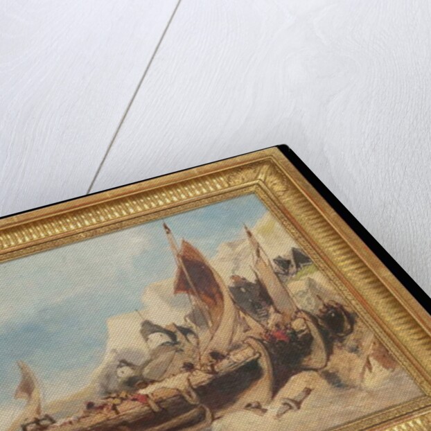 Fishing boats on the beach, Brittany by Eugene Deshayes